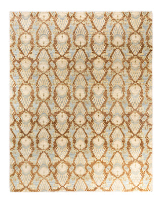 Traditional Ikat Hand Knotted Floral Wool Brown Area Rug 8' 0" x 10' 0"