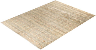 Traditional Ikat Hand Knotted Geometric Silk & Wool Blend Gray Area Rug 9' 1" x 12' 3"