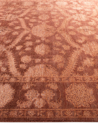 Traditional Ikat Hand Knotted Floral Wool Brown Area Rug 8' 2" x 10' 2"