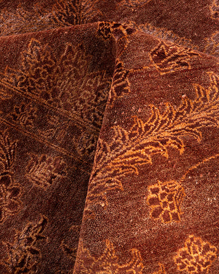 Traditional Ikat Hand Knotted Floral Wool Brown Area Rug 8' 2" x 10' 2"