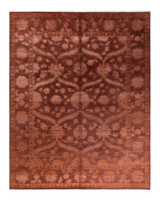 Traditional Ikat Hand Knotted Floral Wool Brown Area Rug 8' 2" x 10' 2"