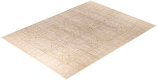 Traditional Ikat Hand Knotted Geometric Wool Ivory Area Rug 9' 2" x 12' 4"