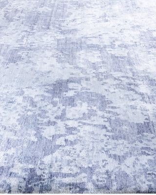 Contemporary Modern Hand Knotted Abstract Silk Gray Area Rug 9' 0" x 12' 2"