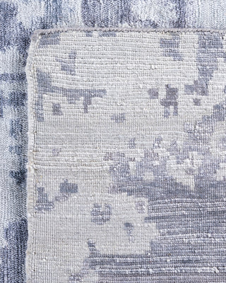 Contemporary Modern Hand Knotted Abstract Silk Gray Area Rug 9' 0" x 12' 2"