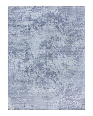 Contemporary Modern Hand Knotted Abstract Silk Gray Area Rug 9' 0" x 12' 2"
