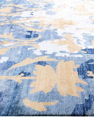 Contemporary Modern Hand Knotted Abstract Silk Purple Area Rug 9' 2" x 11' 10"