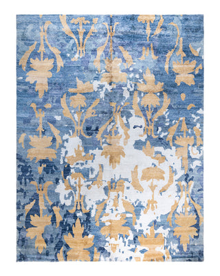 Contemporary Modern Hand Knotted Abstract Silk Purple Area Rug 9' 2" x 11' 10"