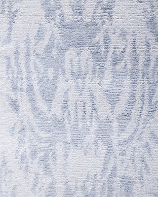 Contemporary Modern Hand Knotted Abstract Silk Ivory Area Rug 7' 10" x 9' 9"