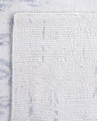 Contemporary Modern Hand Knotted Abstract Silk Ivory Area Rug 7' 10" x 9' 9"