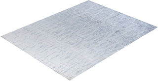 Contemporary Modern Hand Knotted Abstract Silk Ivory Area Rug 7' 10" x 9' 9"