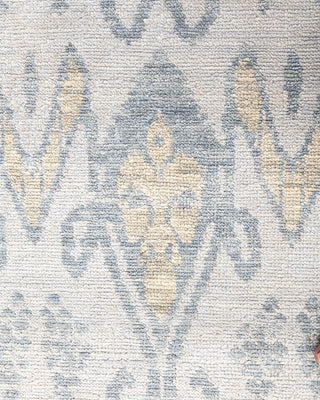 Contemporary Modern Hand Knotted Floral Wool Beige Area Rug 8' 1" x 10' 3"