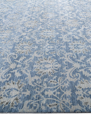 Traditional Ikat Hand Knotted Floral Wool Gray Area Rug 9' 1" x 11' 10"