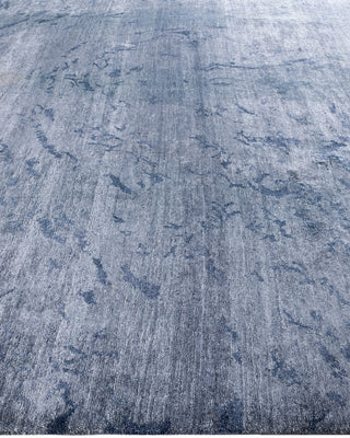 Contemporary Modern Hand Knotted Abstract Silk Gray Area Rug 9' 1" x 12' 3"