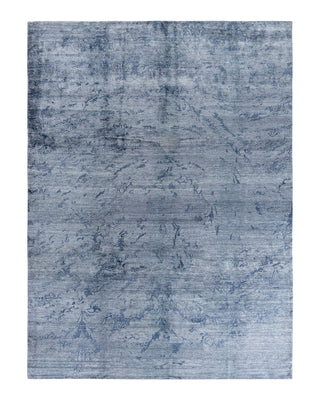 Contemporary Modern Hand Knotted Abstract Silk Gray Area Rug 9' 1" x 12' 3"