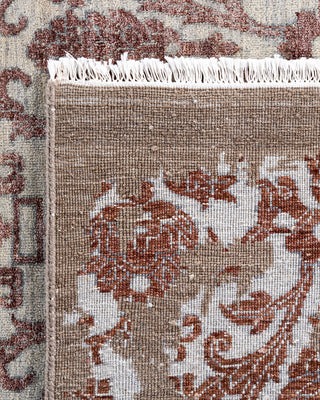 Traditional Ikat Hand Knotted Abstract Silk & Wool Blend Brown Area Rug 9' 1" x 12' 1"