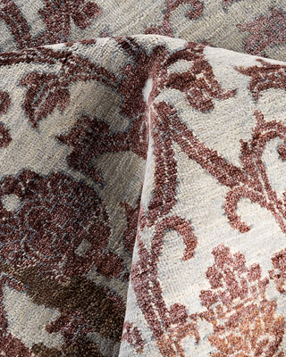 Traditional Ikat Hand Knotted Abstract Silk & Wool Blend Brown Area Rug 9' 1" x 12' 1"