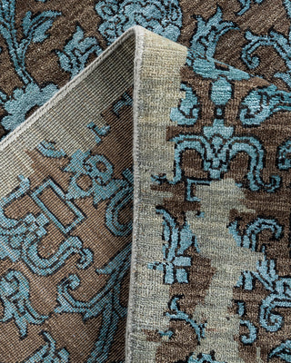 Traditional Ikat Hand Knotted Floral Silk & Wool Blend Beige Area Rug 9' 2" x 12' 2"