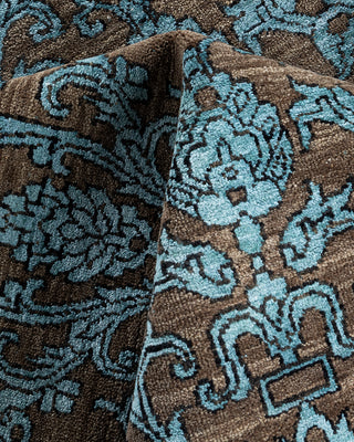 Traditional Ikat Hand Knotted Floral Silk & Wool Blend Beige Area Rug 9' 2" x 12' 2"