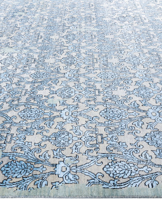 Traditional Floral Wool, Silk Hand Knotted Green Area Rug 8' 2" x 10' 3"