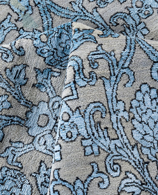 Traditional Floral Wool, Silk Hand Knotted Green Area Rug 8' 2" x 10' 3"