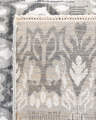 Traditional Ikat Hand Knotted Floral Silk & Wool Blend Gray Area Rug 8' 0" x 10' 5"