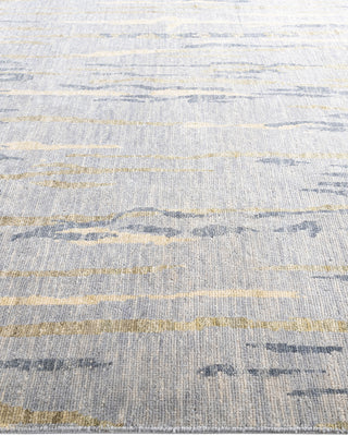 Contemporary Modern Hand Knotted Abstract Wool Gray Area Rug 8' 4" x 10' 1"