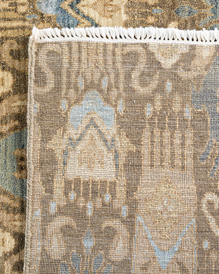 Traditional Ikat Hand Knotted Geometric Silk & Wool Blend Brown Area Rug 9' 0" x 12' 0"