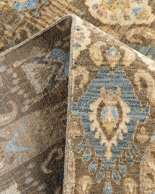 Traditional Ikat Hand Knotted Geometric Silk & Wool Blend Brown Area Rug 9' 0" x 12' 0"