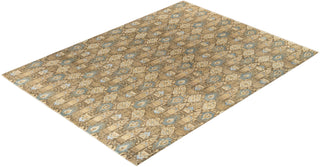 Traditional Ikat Hand Knotted Geometric Silk & Wool Blend Brown Area Rug 9' 0" x 12' 0"