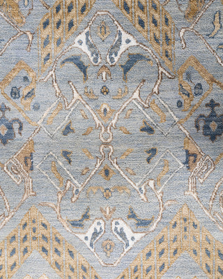 Traditional Ikat Hand Knotted Geometric Silk & Wool Blend Gray Area Rug 9' 1" x 11' 10"