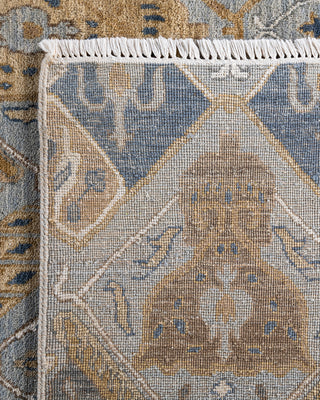Traditional Ikat Hand Knotted Geometric Silk & Wool Blend Gray Area Rug 9' 1" x 11' 10"