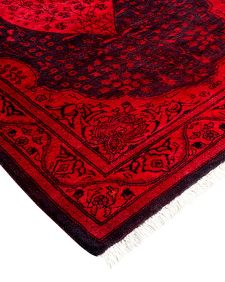 Modern Overdyed Hand Knotted Wool Red Area Rug 3' 2" x 5' 5"