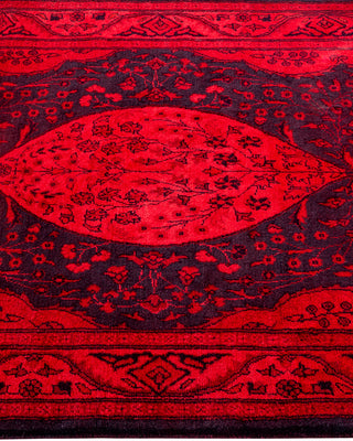 Modern Overdyed Hand Knotted Wool Red Area Rug 3' 2" x 5' 5"