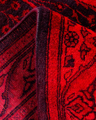 Contemporary Hand-Knotted Overdyed Red Area Rug 3' 2" x 5' 5"
