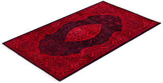 Modern Overdyed Hand Knotted Wool Red Area Rug 3' 2" x 5' 5"