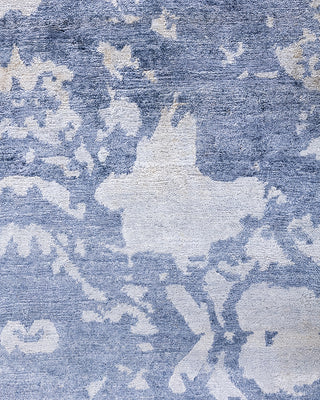 Contemporary Modern Hand Knotted Abstract Silk Ivory Area Rug 9' 2" x 12' 2"