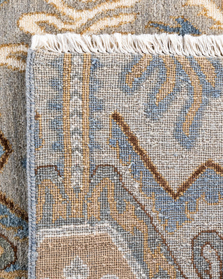 Traditional Ikat Hand Knotted Floral Silk & Wool Blend Gray Area Rug 8' 1" x 8' 4"