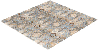 Traditional Ikat Hand Knotted Floral Silk & Wool Blend Gray Area Rug 8' 1" x 8' 4"