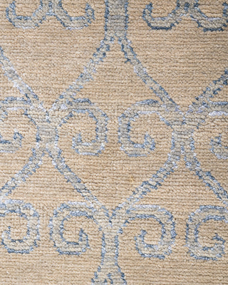 Contemporary Modern Hand Knotted Abstract Silk & Wool Blend Beige Area Rug 8' 0" x 9' 10"