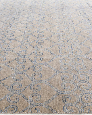 Contemporary Modern Hand Knotted Abstract Silk & Wool Blend Beige Area Rug 8' 0" x 9' 10"