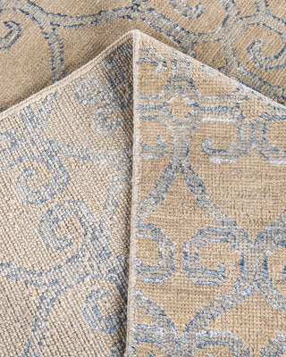 Contemporary Modern Hand Knotted Abstract Silk & Wool Blend Beige Area Rug 8' 0" x 9' 10"