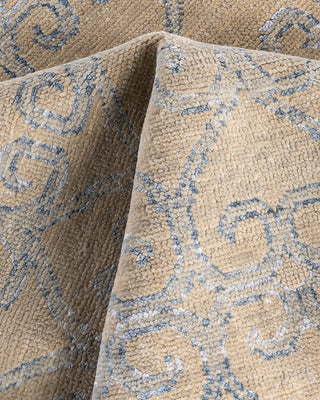 Contemporary Modern Hand Knotted Abstract Silk & Wool Blend Beige Area Rug 8' 0" x 9' 10"