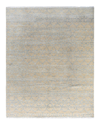 Contemporary Modern Hand Knotted Abstract Silk & Wool Blend Beige Area Rug 8' 0" x 9' 10"