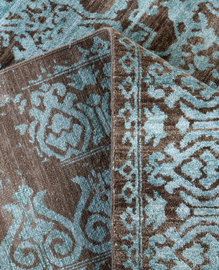 Traditional Abstarct Wool, Silk Hand Knotted Brown Area Rug 8' 2" x 10' 5"