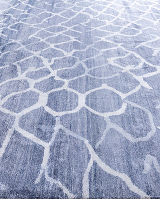 Contemporary Modern Hand Knotted Abstract Silk Gray Area Rug 9' 2" x 11' 10"