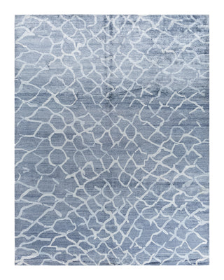 Contemporary Modern Hand Knotted Abstract Silk Gray Area Rug 9' 2" x 11' 10"