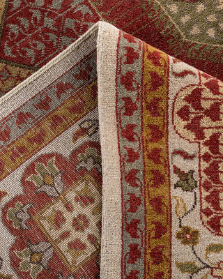 Traditional Ikat Hand Knotted Oriental Wool White Area Rug 9' 1" x 12' 2"
