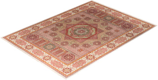 Traditional Ikat Hand Knotted Oriental Wool White Area Rug 9' 1" x 12' 2"