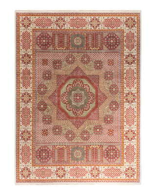 Traditional Ikat Hand Knotted Oriental Wool White Area Rug 9' 1" x 12' 2"
