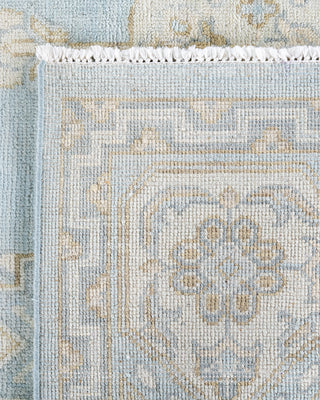 Traditional Khotan Hand Knotted Floral Wool Blue Area Rug 9' 1" x 12' 1"
